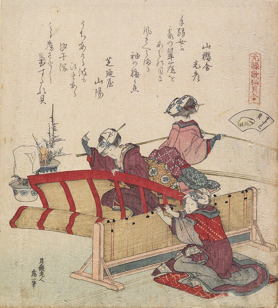 Sudare Seashell，c。 1828 作者 葛饰北斋