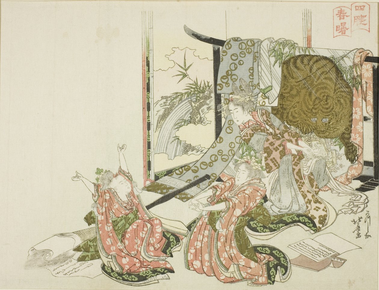 春晓中的四个沉睡者（四水春晓） 作者 葛饰北斋
