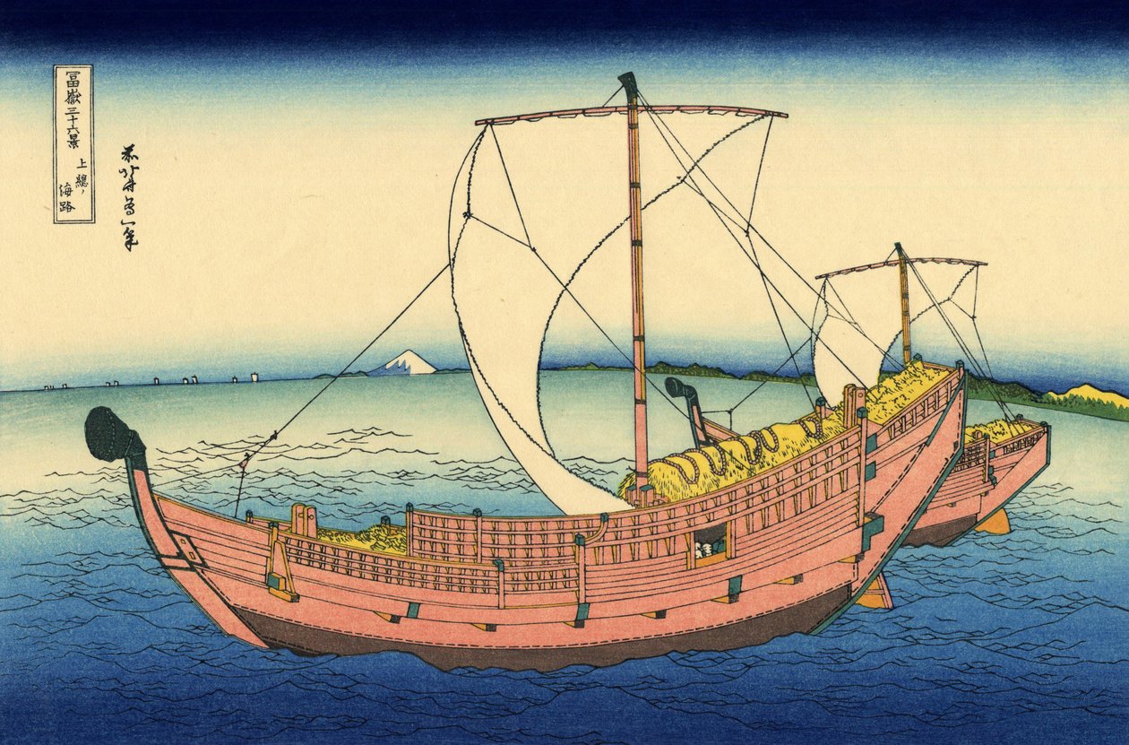 风草海路，约1830年（木版画）。 作者 葛饰北斋