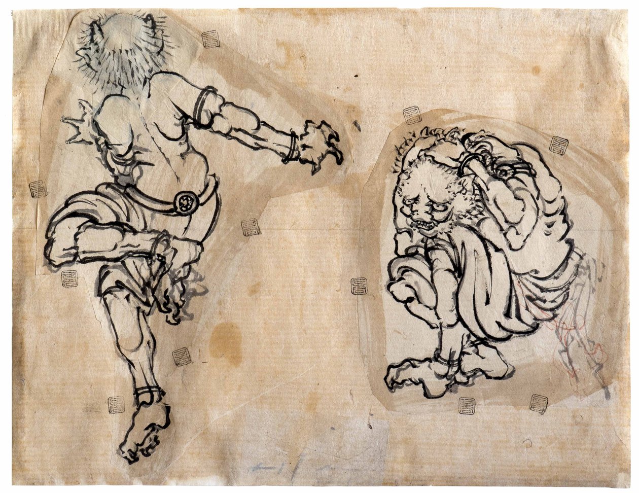 两位Oni恶魔，1830-1839年。 作者 葛饰北斋