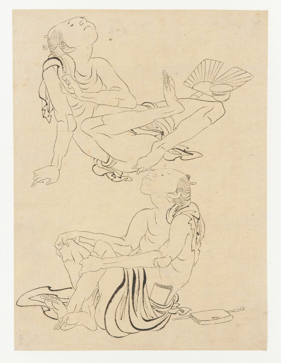 两个男人在夏天放松，江户时期，19世纪。 作者 葛饰北斋