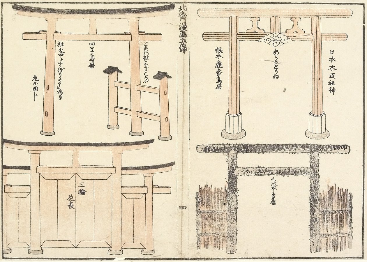 各种类型的Torii Arch，1816 作者 葛饰北斋