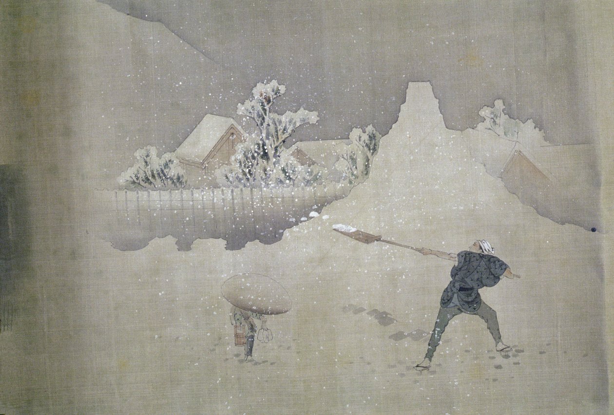 富士山的景色，从富士山十二景的彩绘卷轴 作者 葛饰北斋