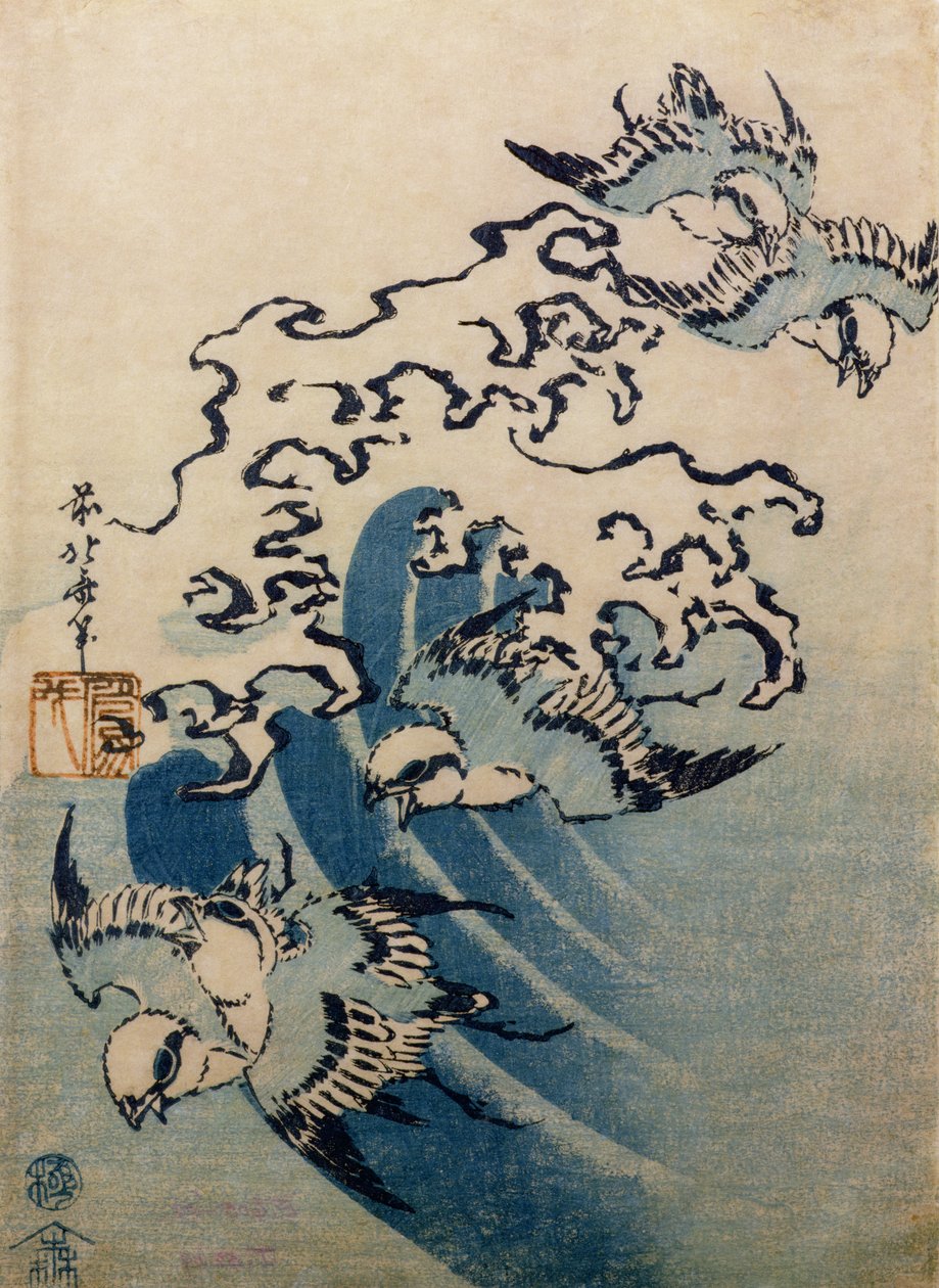 Waves and Birds，c.1825（彩色木版画） 作者 葛饰北斋