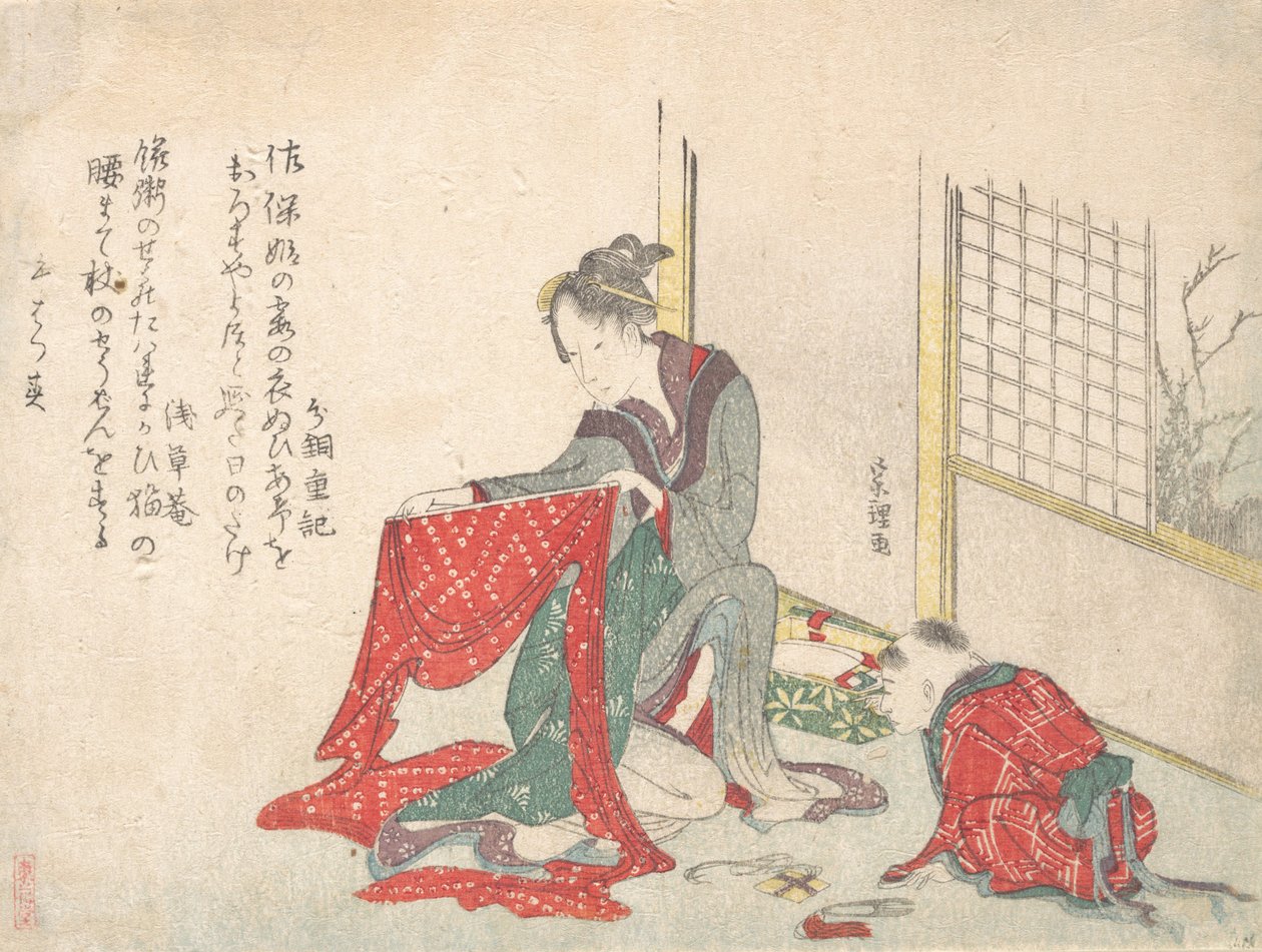 女人折布，18世纪末-19世纪初。 作者 葛饰北斋