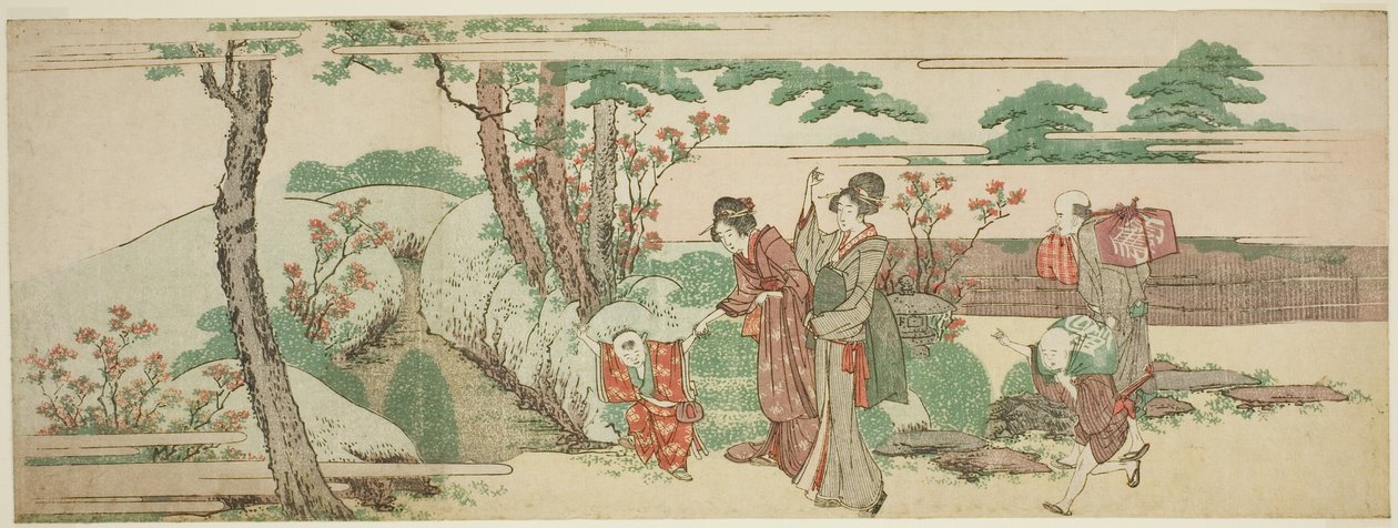 妇女和儿童外出野餐 作者 葛饰北斋