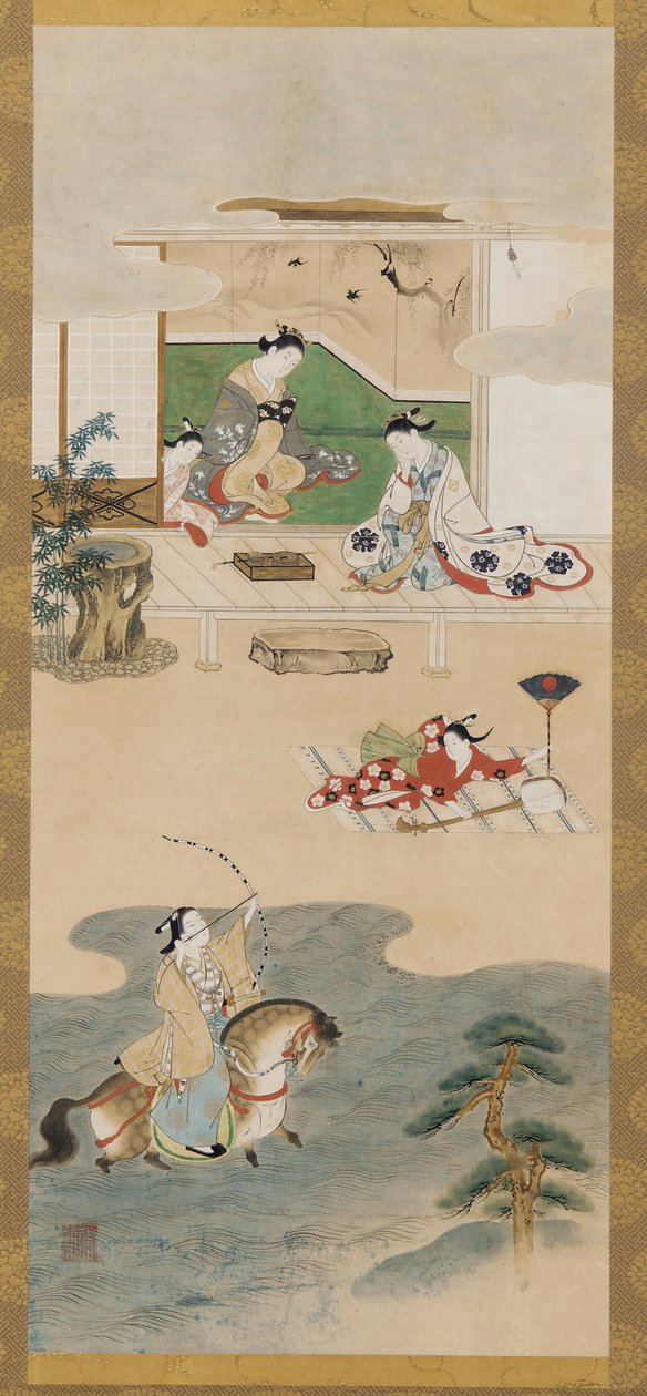 江户时代，1615-1868年，那须洋一的故事的模仿。 作者 川又恒之