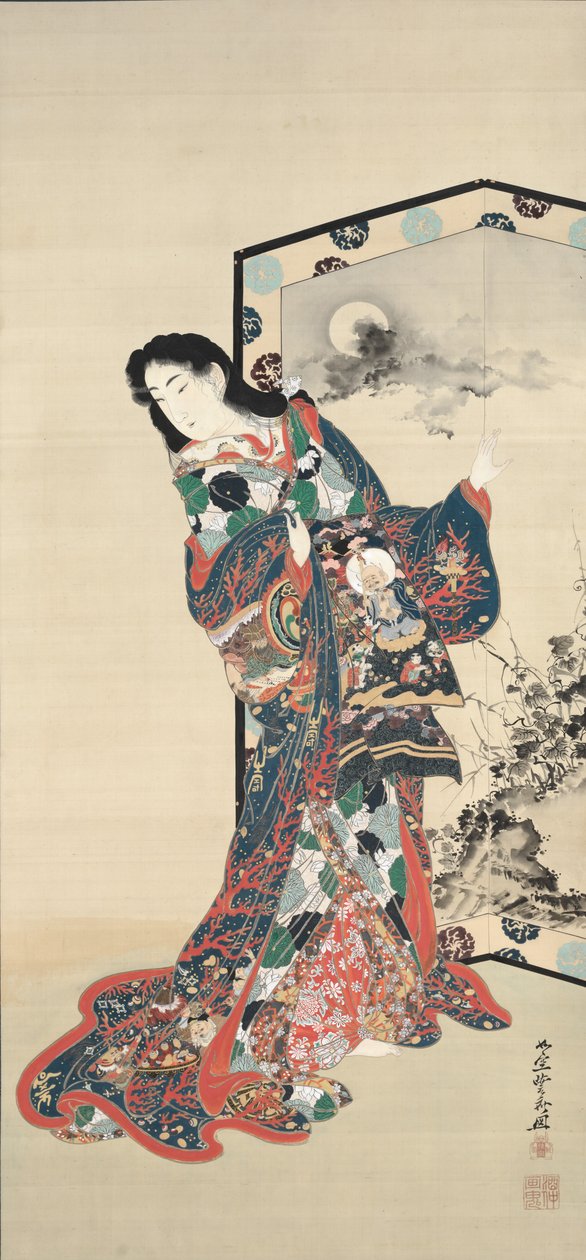 荧幕前的美，1800年代。 作者 川边京菜