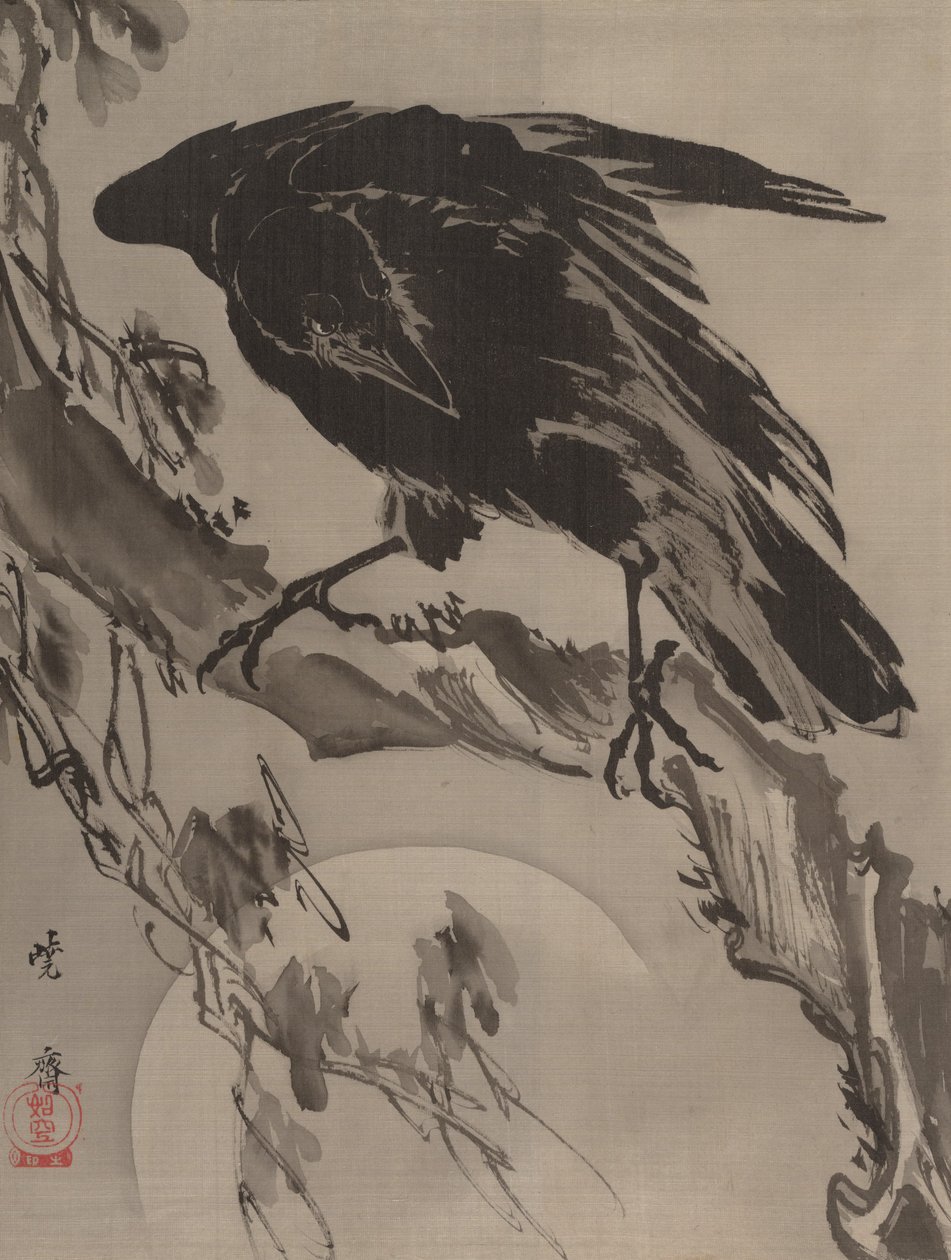 乌鸦和月亮，约。 1887年。 作者 川边京菜