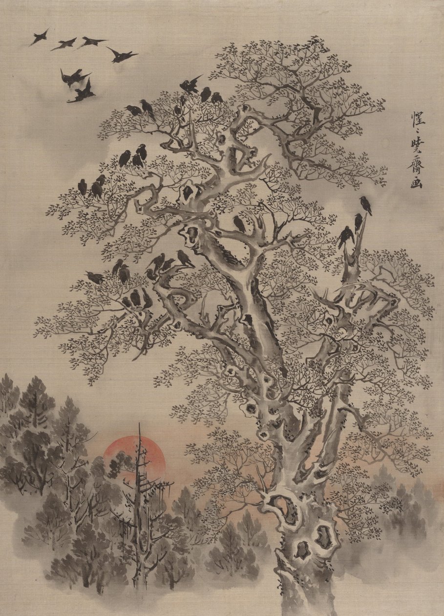黎明时分，乌鸦群。 1887年。 作者 川边京菜