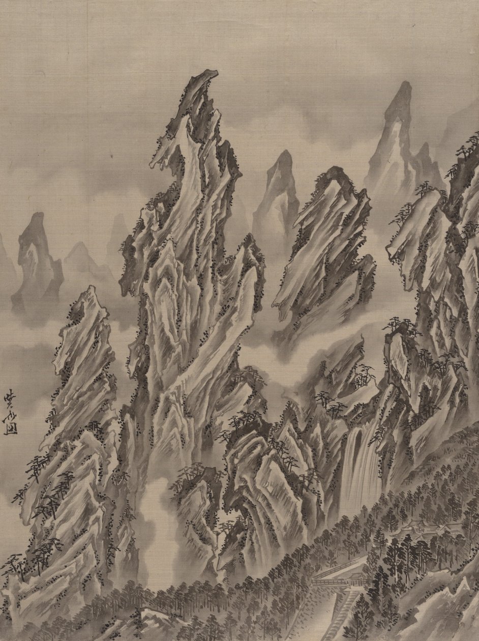 岩石景观，约。 1887年。 作者 川边京菜