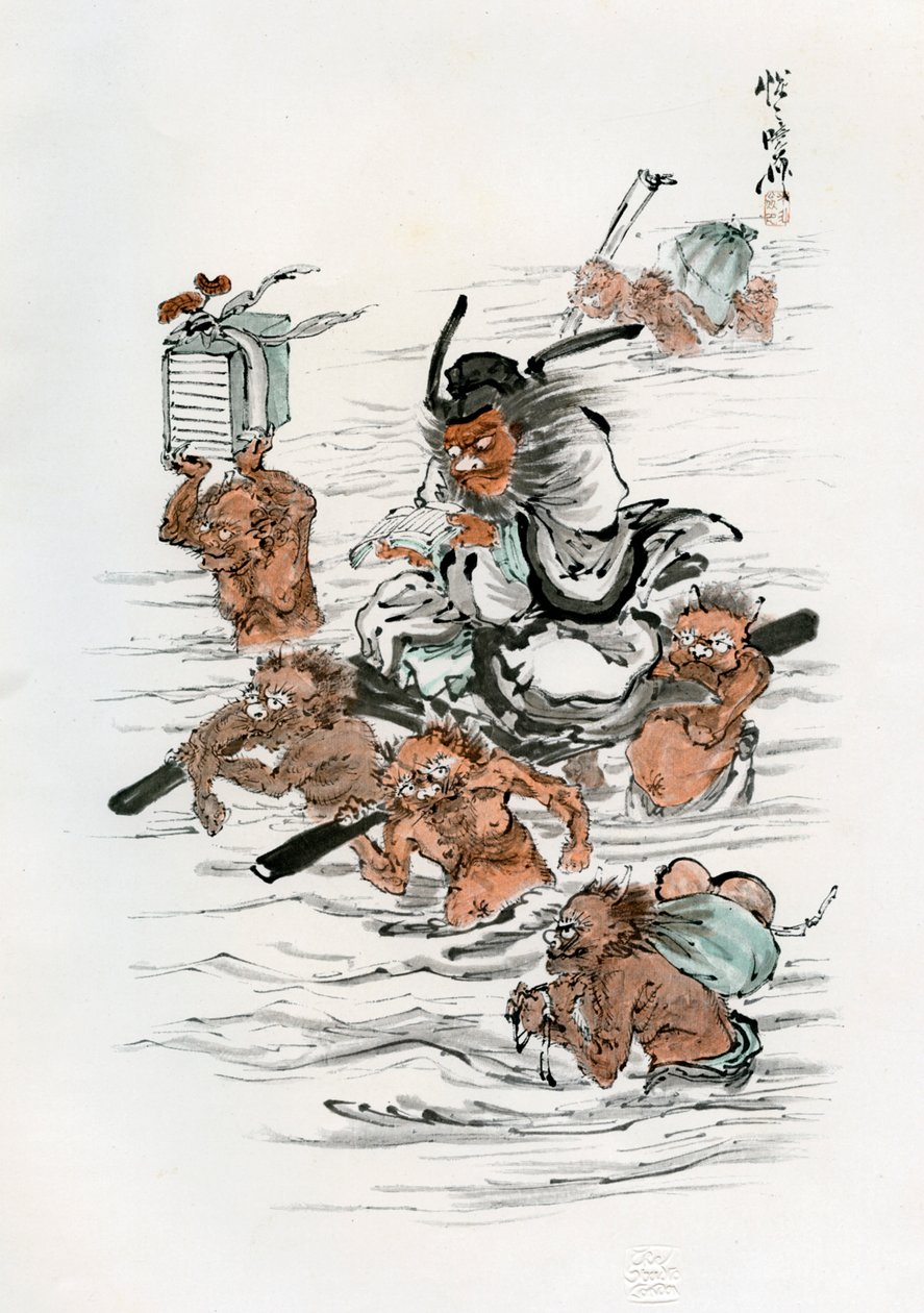 Shoki和随之而来的恶魔，1898年。 作者 川边京菜
