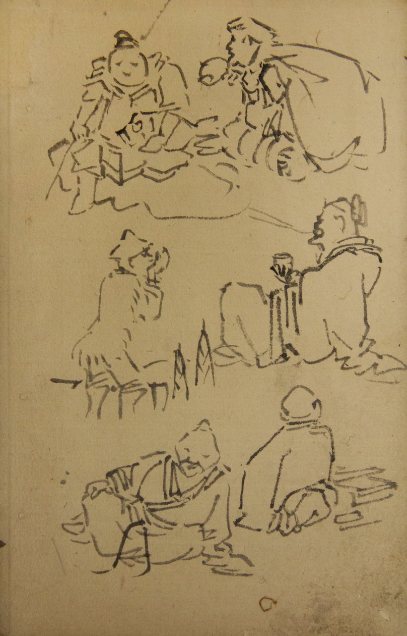 东亚传奇人物的素描，19世纪末。 作者 川边京菜