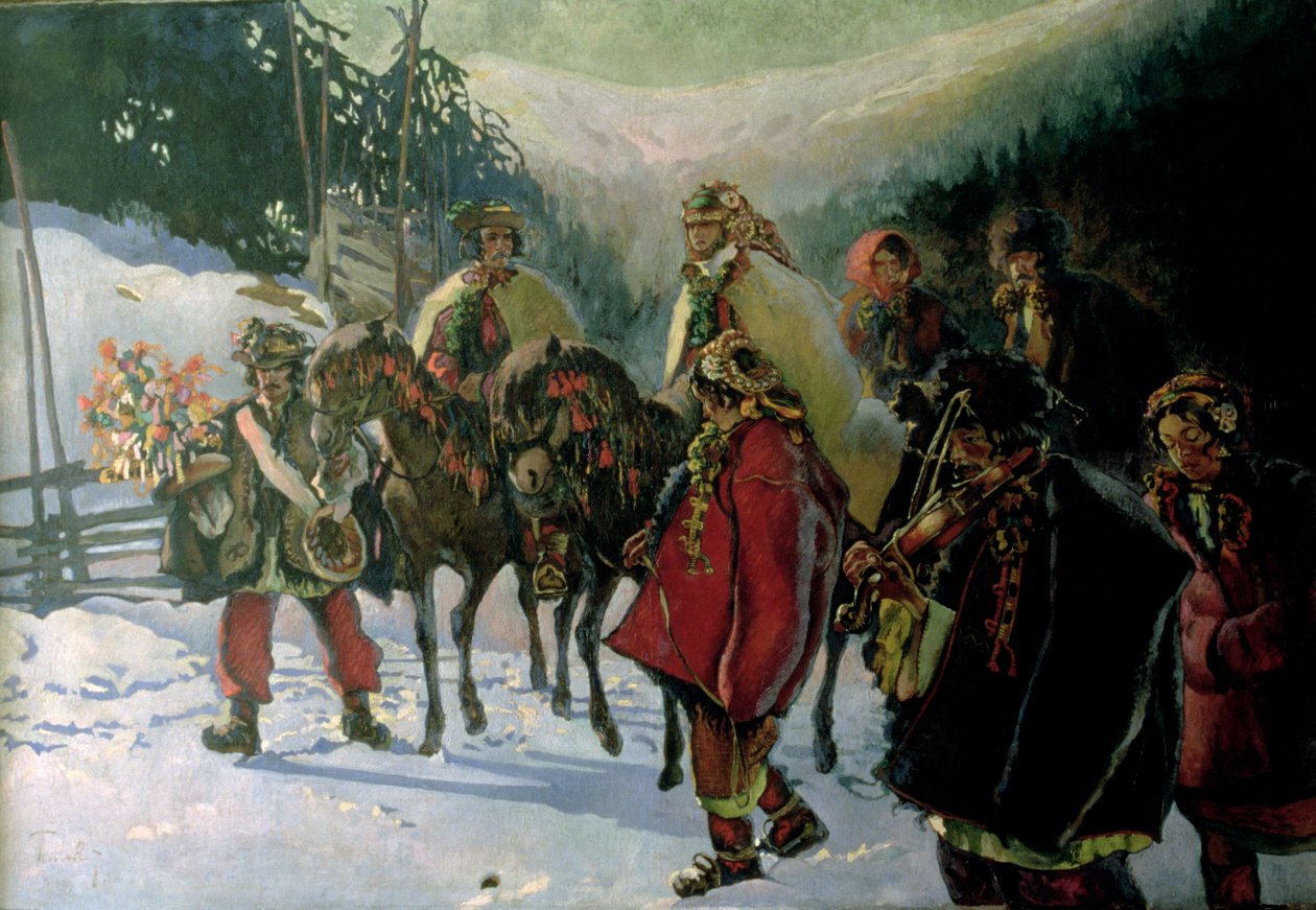 Hucul Wedding，1909 作者 卡齐米兹·西库斯基（Kazimierz Sichulski）