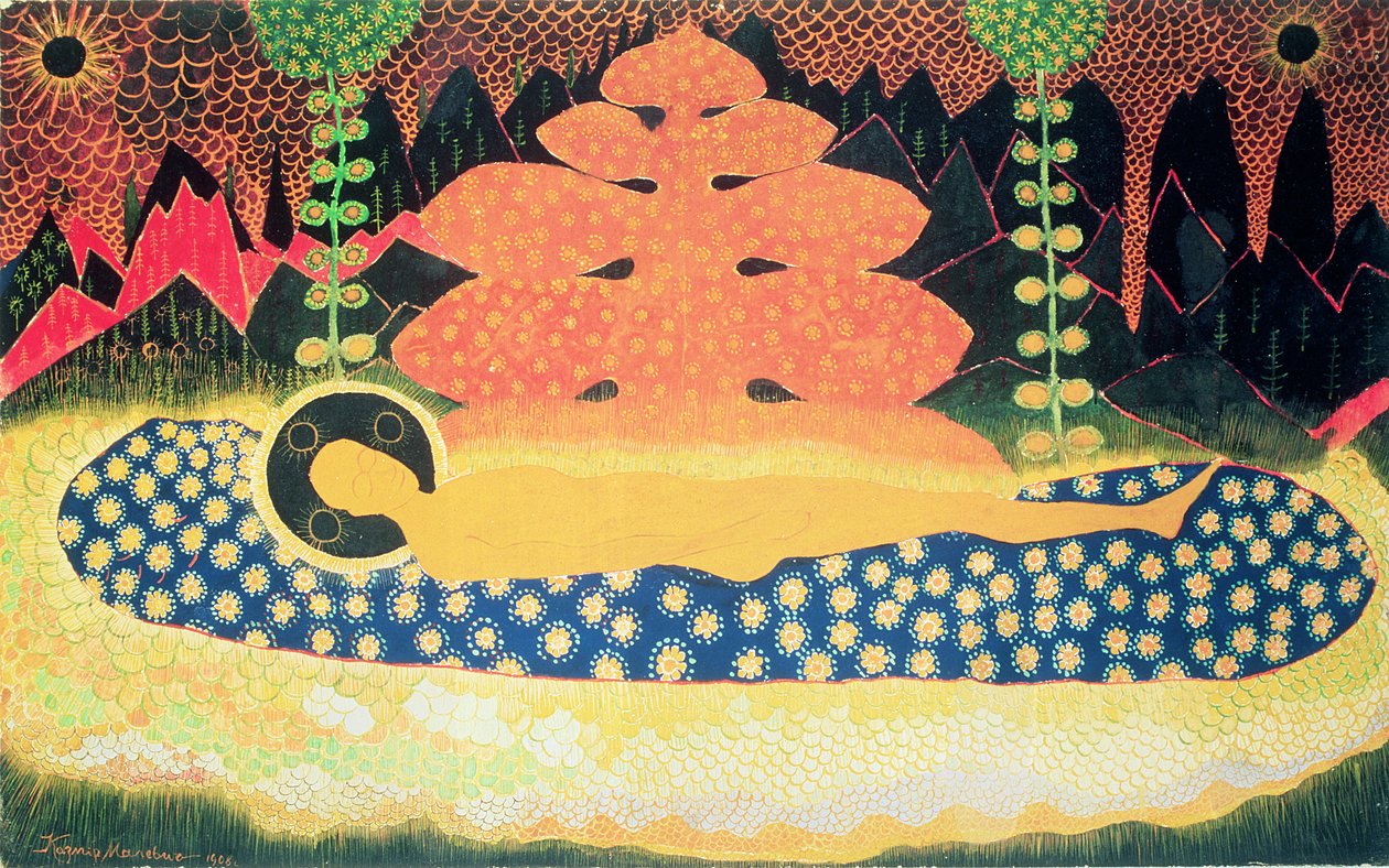 作文，1908年（卡片上的水粉） 作者 卡齐米尔·塞韦里诺维奇·马列维奇