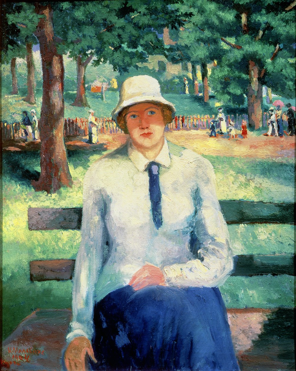 没有工作的女孩，1918-19 作者 卡齐米尔·塞韦里诺维奇·马列维奇