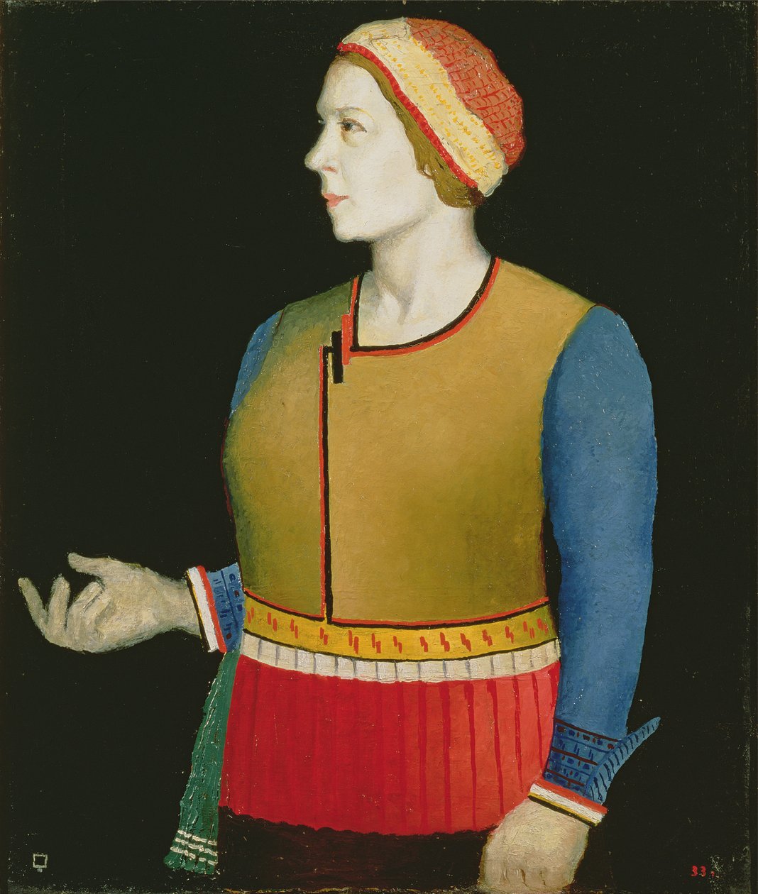 Natalya Andreevna Malevich（nee Manchenka）的肖像（b.1902）艺术家的妻子，1933年 作者 卡齐米尔·塞韦里诺维奇·马列维奇