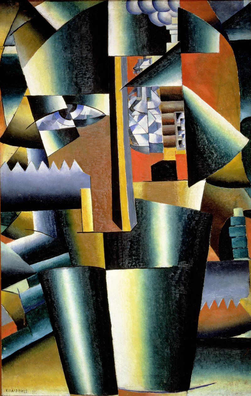 艺术家Ivan Vasilievich Klyun（1873-1942）作为建筑师的肖像，1911年 作者 卡齐米尔·塞韦里诺维奇·马列维奇