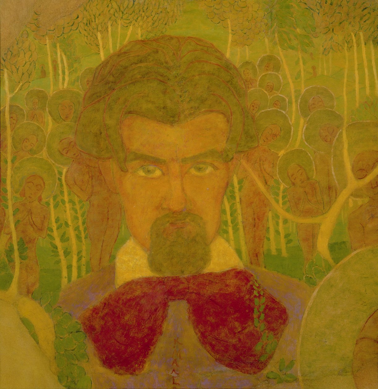 自画像，壁画研究，1907年（卡片上的蛋彩画） 作者 卡齐米尔·塞韦里诺维奇·马列维奇