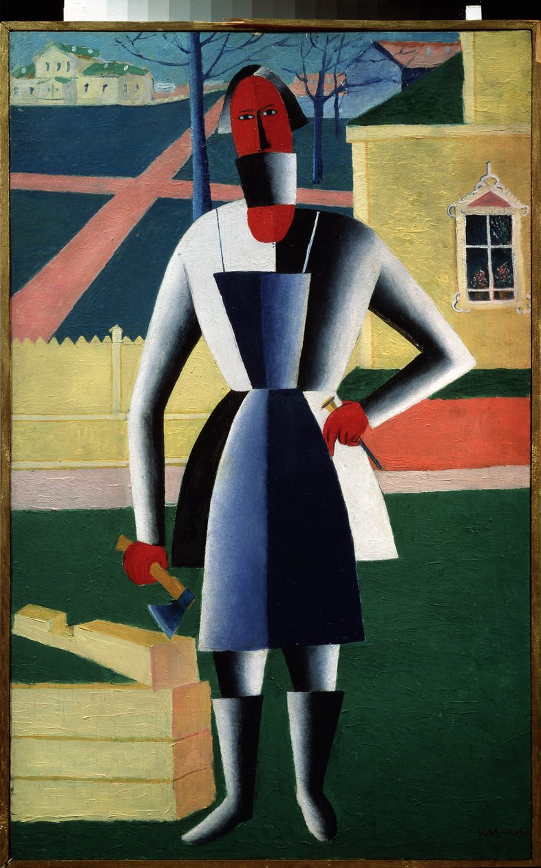 A Carpenter (oil on canvas) 作者 卡齐米尔·塞韦里诺维奇·马列维奇