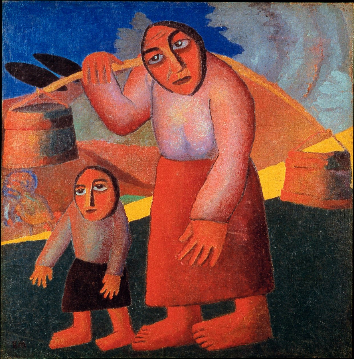 拿着水桶的农民 Kasimir Malevich (Malevich, Malevich) (1878-1935) 1911 年作画。 173x73 厘米阿姆斯特丹，市立博物馆 作者 卡齐米尔·塞韦里诺维奇·马列维奇
