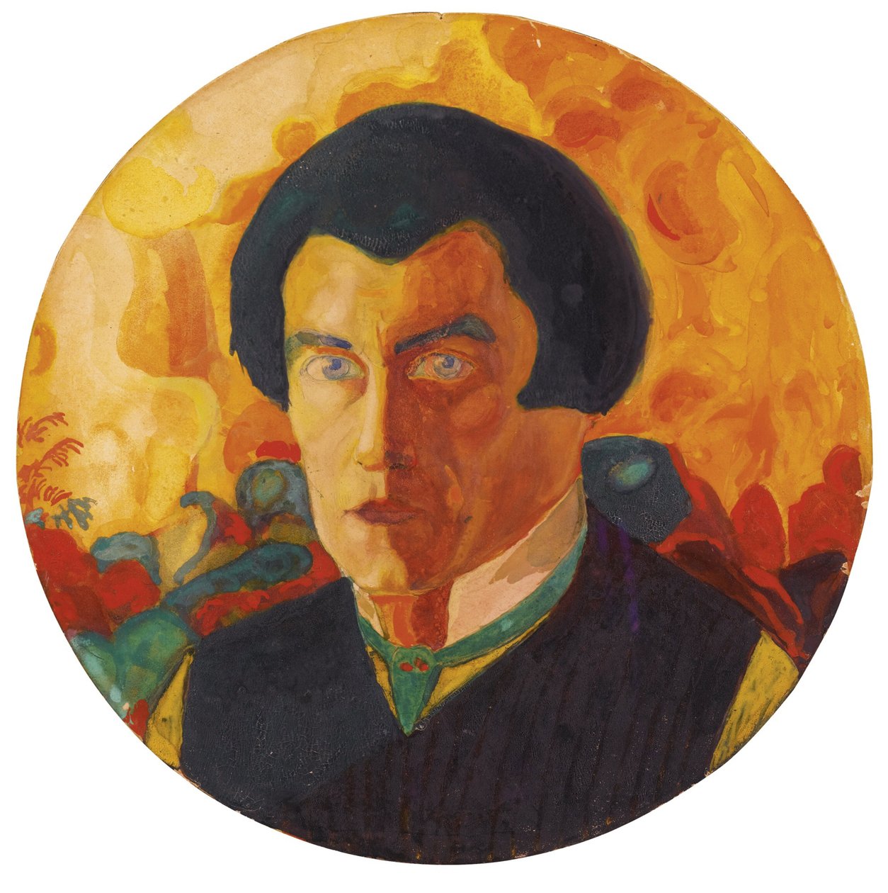 Self-Portrait 1908-1910 - peinture de Kasimir Severinovich Malevitch (Malevich, Malevic) (1878-1935), 作者 卡齐米尔·塞韦里诺维奇·马列维奇