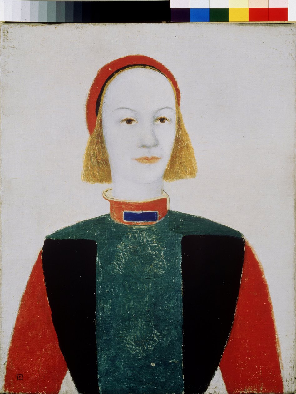 一个女孩卡西米尔-塞韦里诺维奇-马列维奇（Kasimir Severinovich Malevich，马列维奇）（1878-1935 年）的画作，1932 年布面油画。俄罗斯艺术、前卫艺术、20 世纪、至上主义。圣彼得堡俄罗斯国家博物馆 作者 卡齐米尔·塞韦里诺维奇·马列维奇