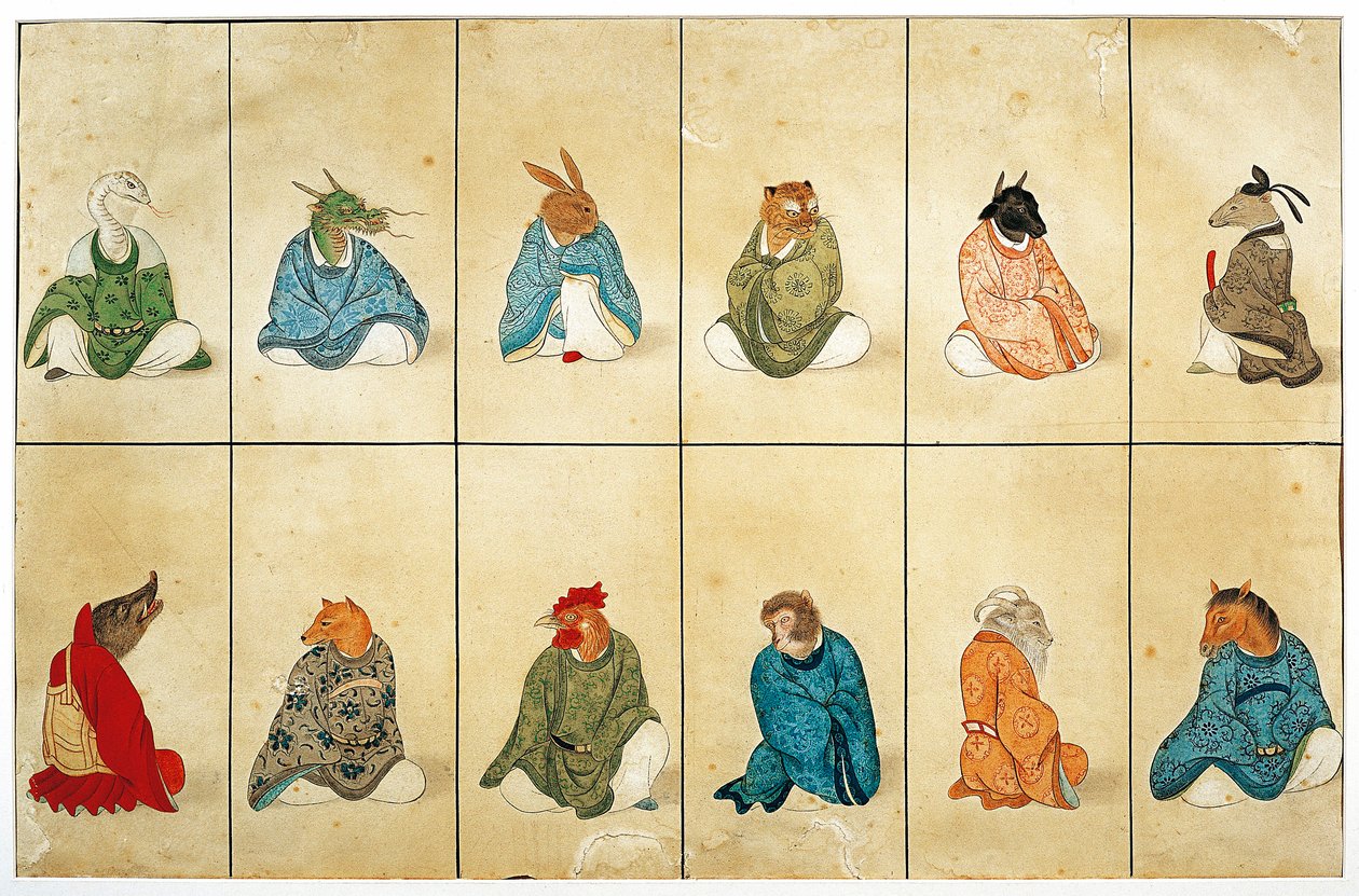有动物头的男人，水彩 作者 川原敬佳