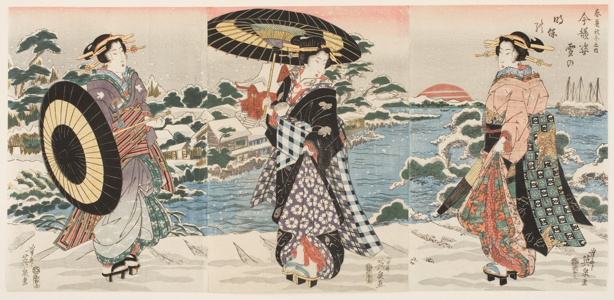 雪天黎明的现代人物 作者 启斋 (1790 1848) 铁
