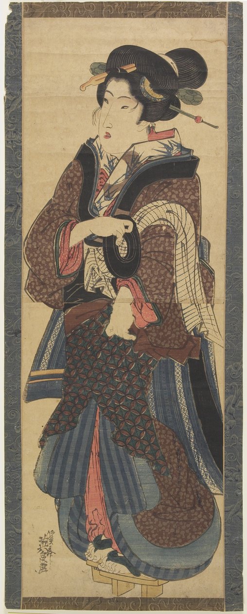 （女服务员拿着黑漆摊位），19世纪初 作者 京西铁