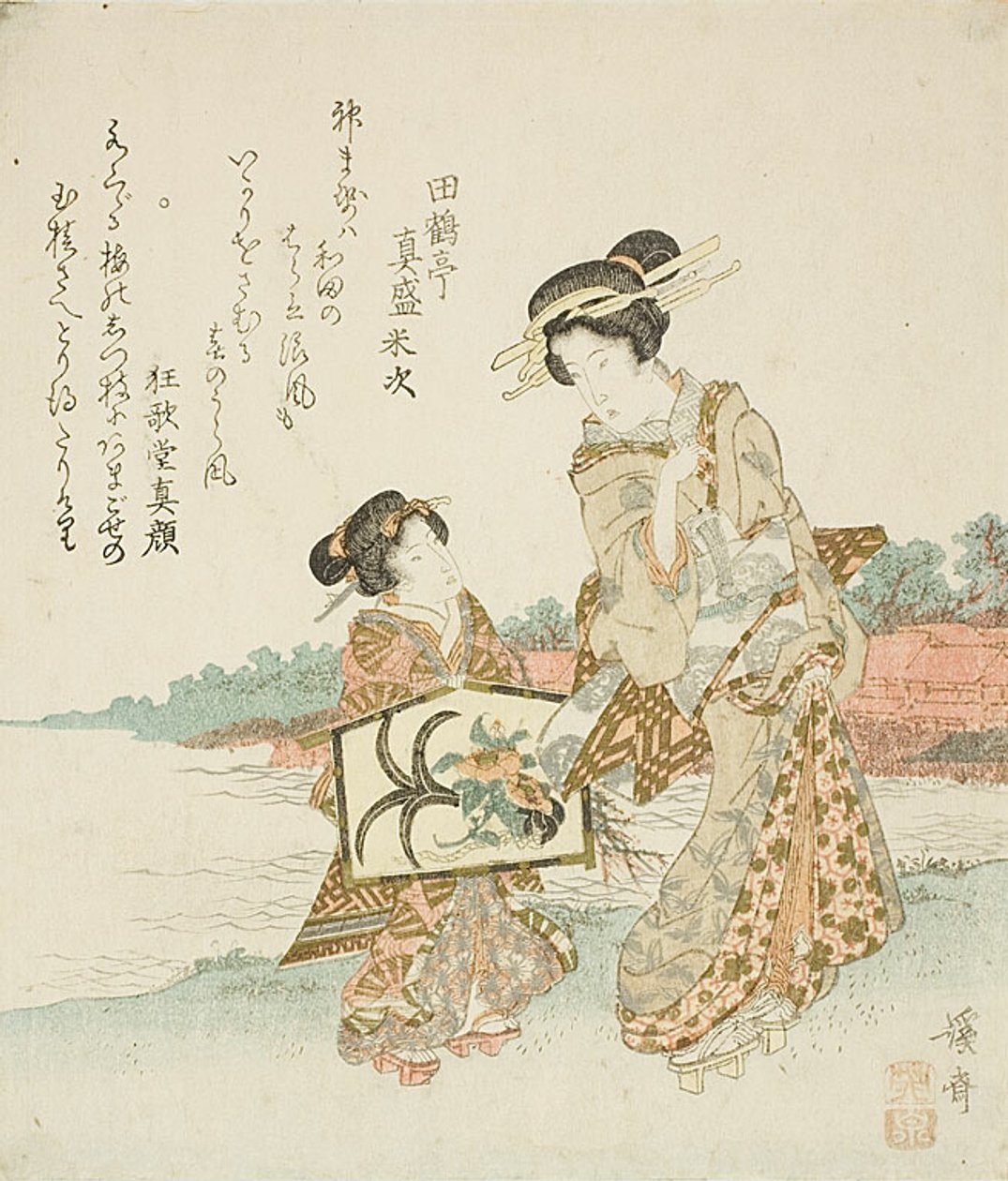 两个女孩与香火牌匾 作者 京西铁