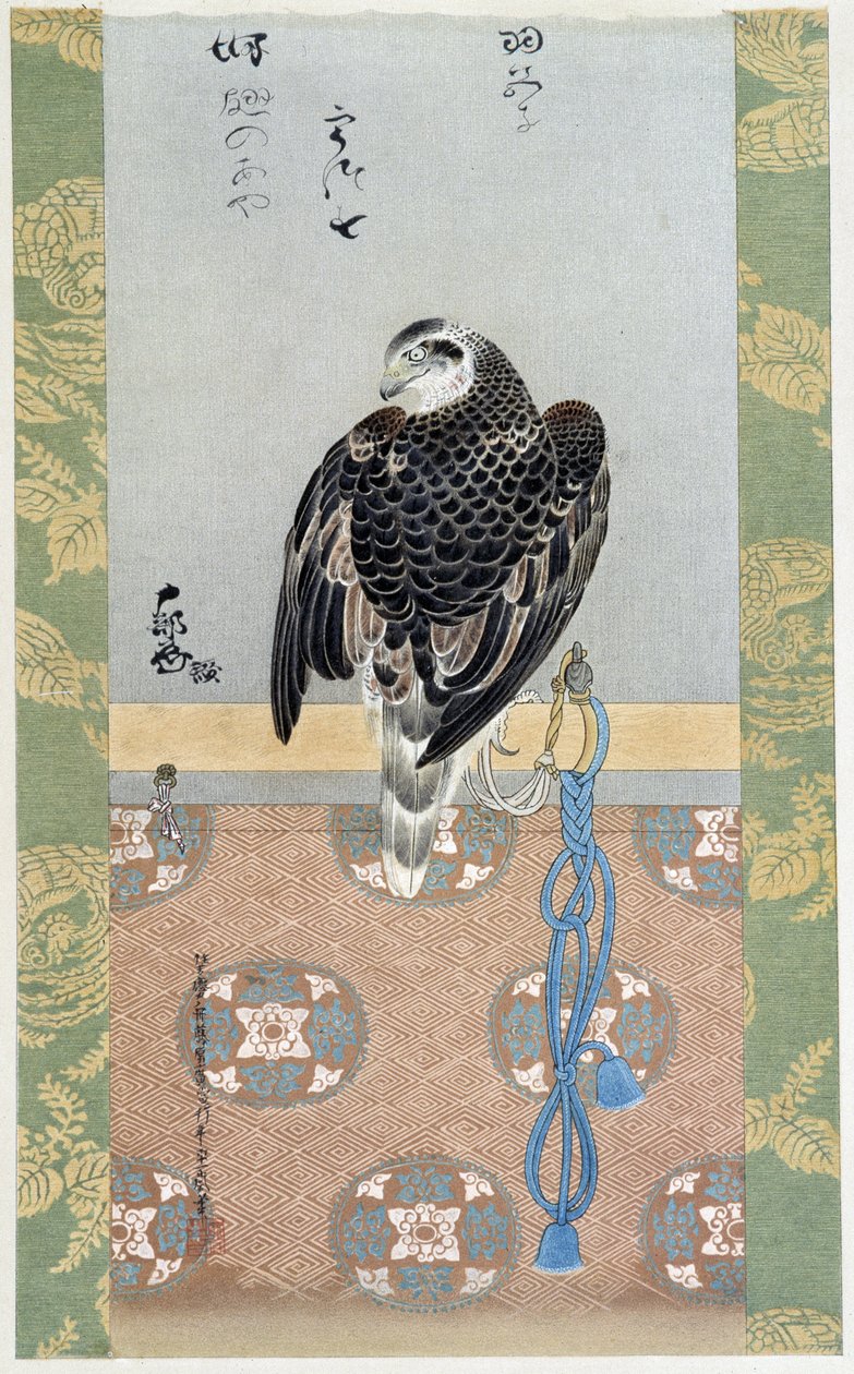 猎鹰 - Itaya Keishiu 的丝绸画 作者 Keishu Hiromasa Itaya