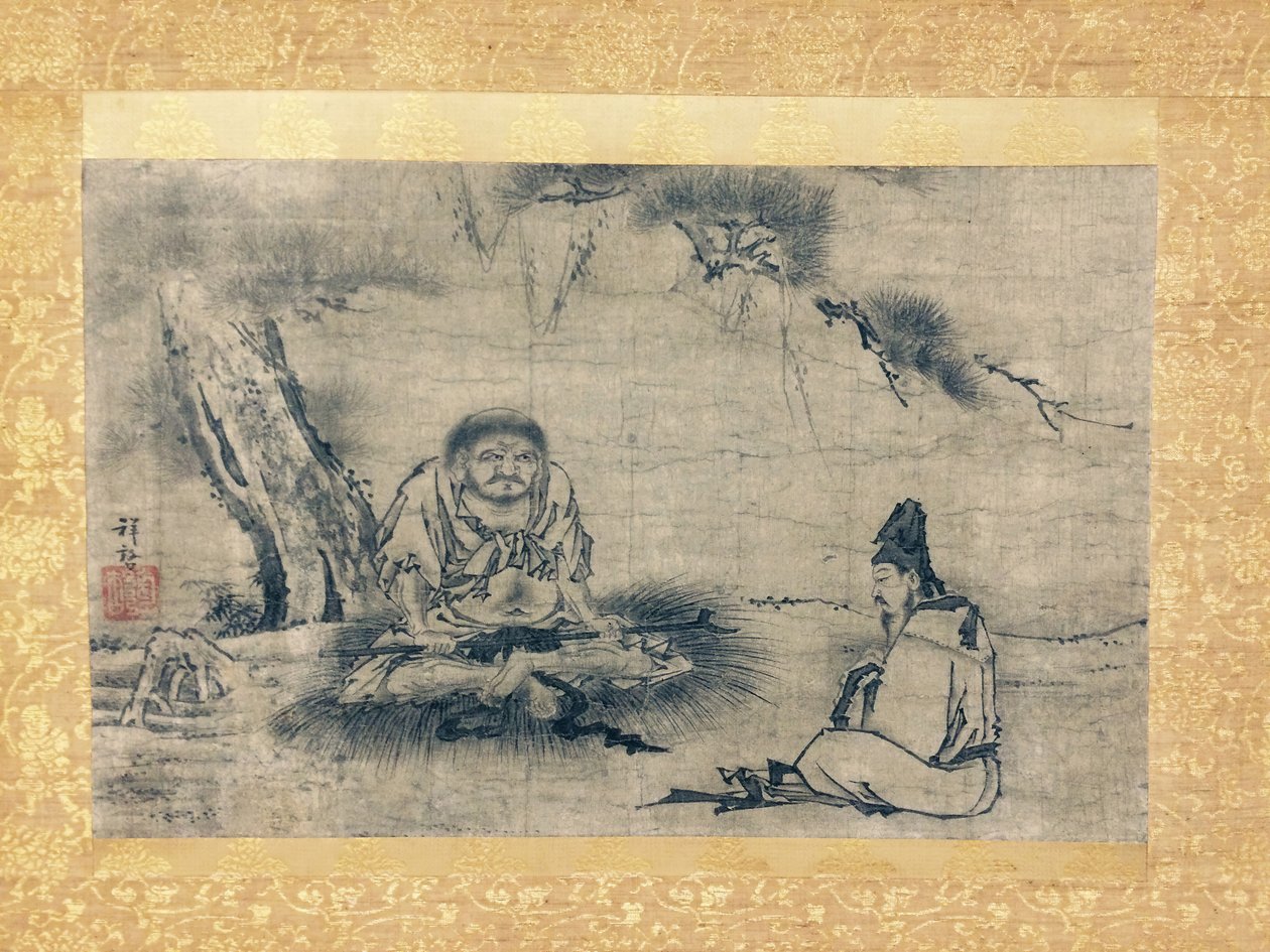 禅宗遇到茑萝道林和白居易，16世纪。 作者 正庆健子