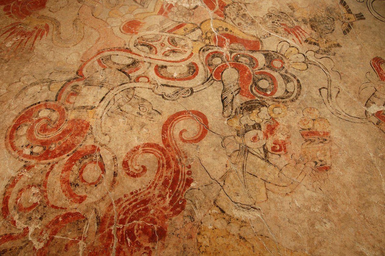 玛雅花山入口处的阴间洞口；玛雅壁画；圣巴......，2002 年（照片） 作者 肯尼思·加勒特