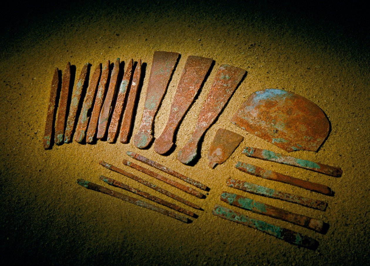 埃及；考古学；古王国；萨卡拉，卡尔墓，卡尔，医师，铜，工具，... 作者 肯尼思·加勒特