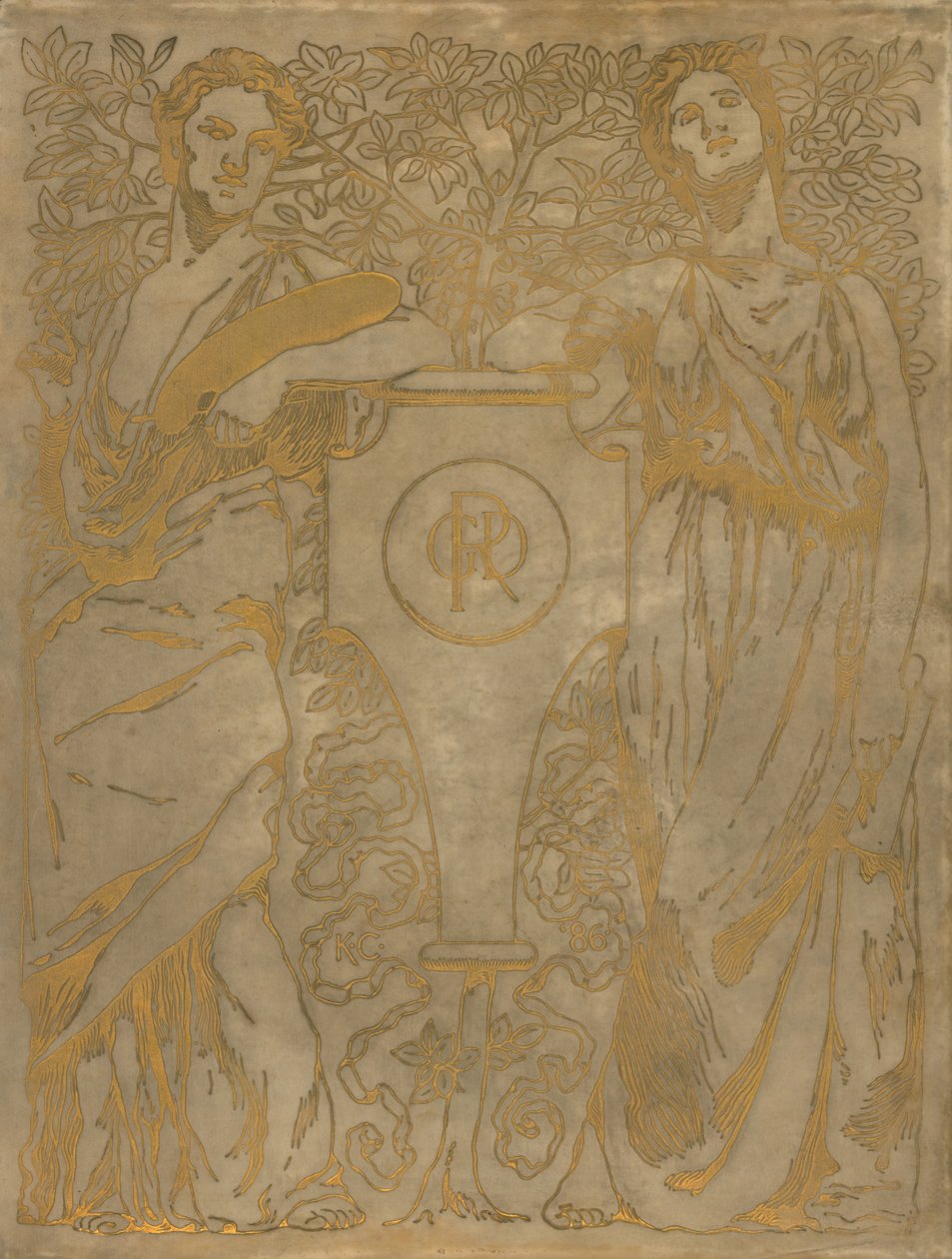但丁-加布里埃尔-罗塞蒂（1828-82 年）的《受祝福的达莫泽尔》封面，1886 年出版 作者 凯尼恩·考克斯（Kenyon Cox）
