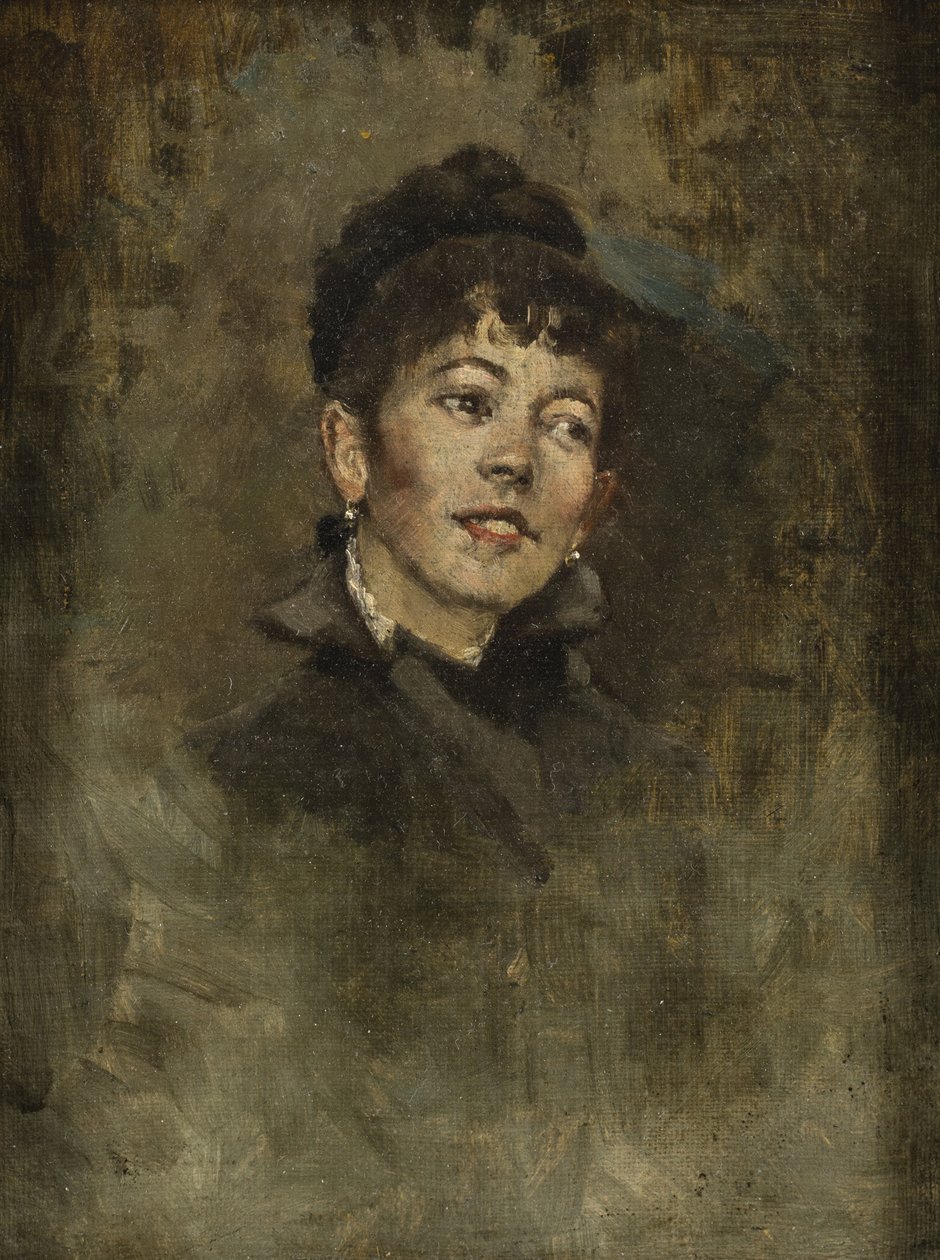 一位年轻女孩的头，1878-1882（组成板上的油） 作者 凯尼恩·考克斯（Kenyon Cox）
