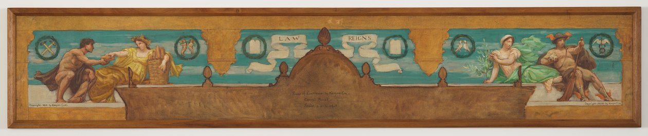 法律的统治，纽约上诉法院 Frieze "法律的统治 "中央展板研究 作者 凯尼恩·考克斯（Kenyon Cox）