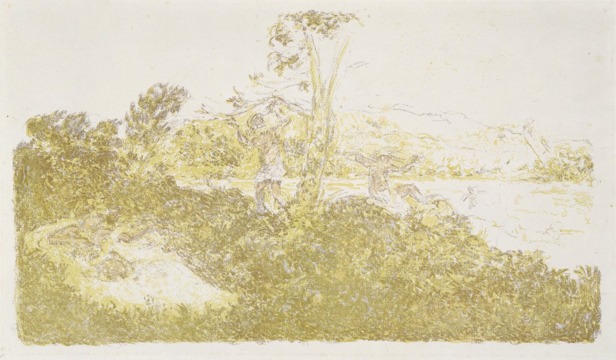 海边人物（海边人物），c。 1900年（彩色版画） 作者 克尔·泽维尔·罗素