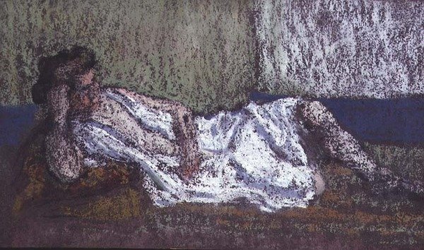 躺在长椅上的女人（粉彩画） 作者 克尔·泽维尔·罗素