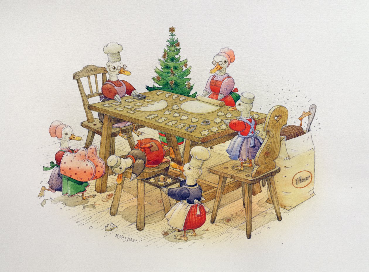Ducks Christmas，1999（wc on paper） 作者 卡斯图蒂斯·卡斯帕拉维修斯（Kestutis Kasparavicius）