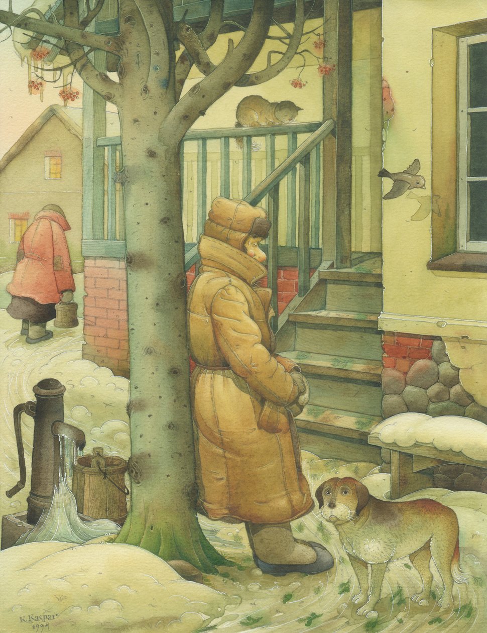 俄罗斯场景03,1994（wc在纸上） 作者 卡斯图蒂斯·卡斯帕拉维修斯（Kestutis Kasparavicius）