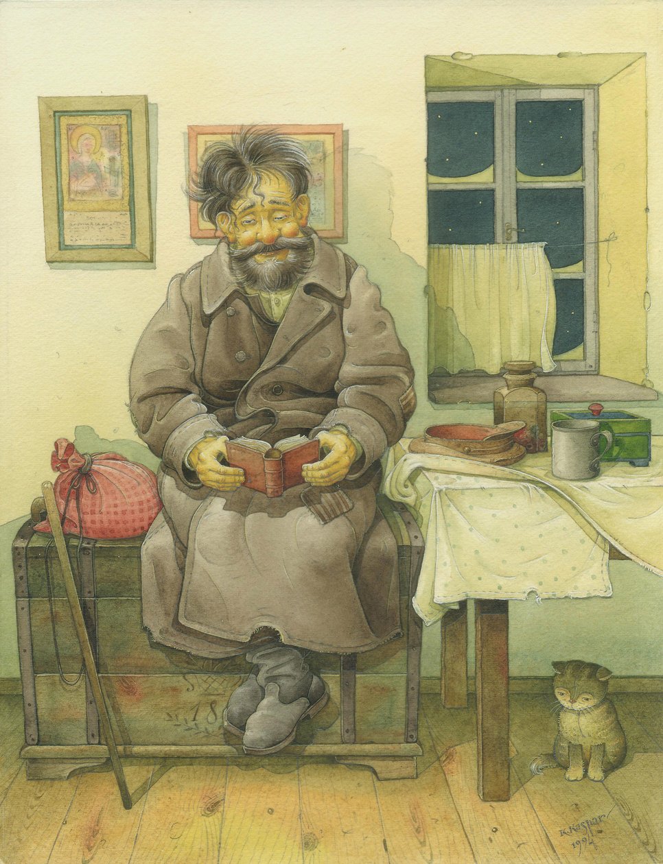 俄罗斯场景05,1994（wc在纸上） 作者 卡斯图蒂斯·卡斯帕拉维修斯（Kestutis Kasparavicius）