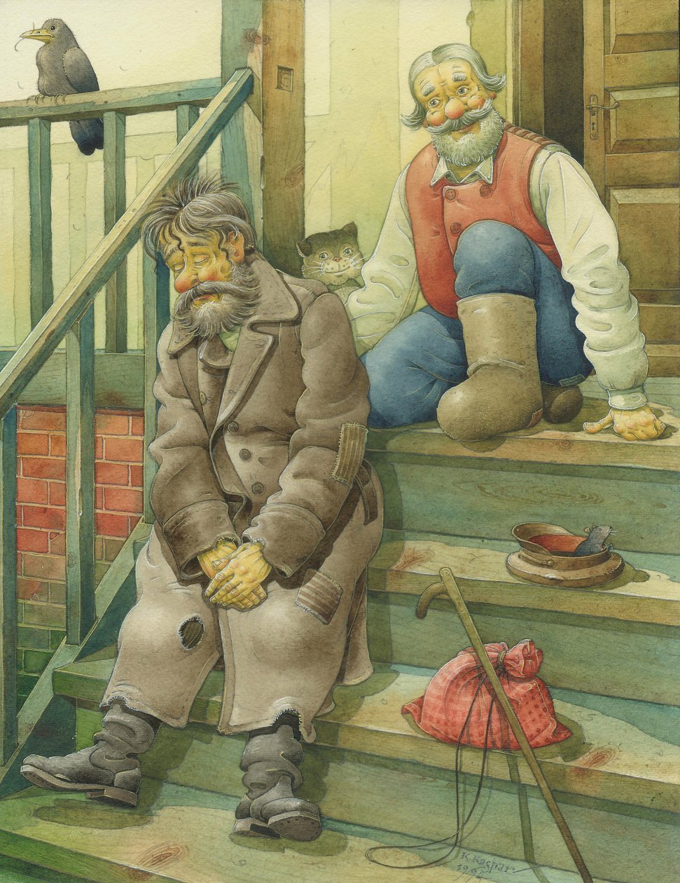 俄罗斯场景，1994年（纸上wc） 作者 卡斯图蒂斯·卡斯帕拉维修斯（Kestutis Kasparavicius）