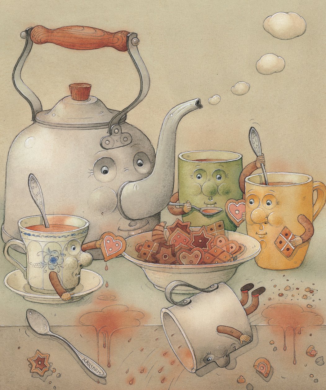 茶俱乐部，2003年（纸上wc） 作者 卡斯图蒂斯·卡斯帕拉维修斯（Kestutis Kasparavicius）