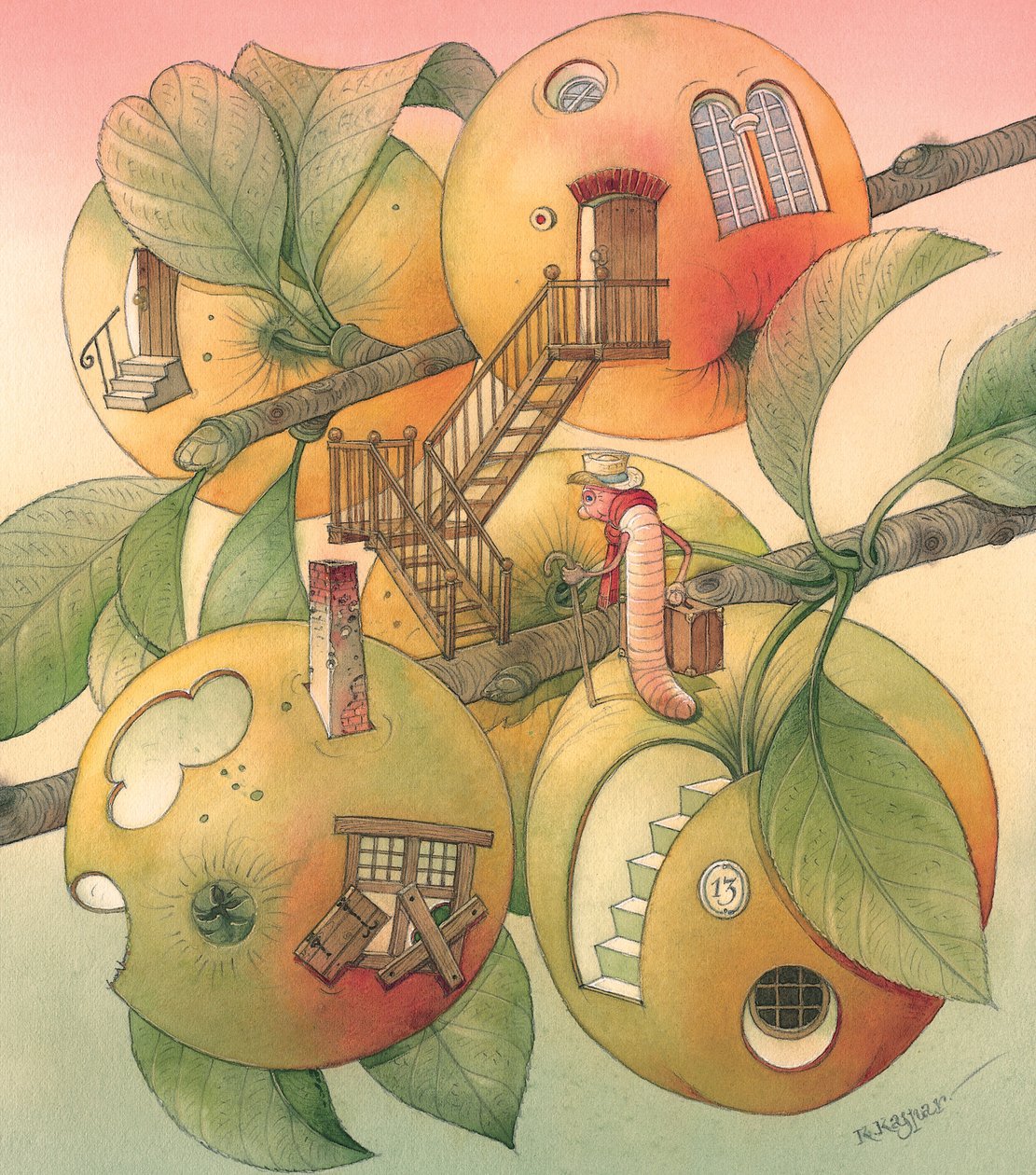 蠕虫，2006年（纸上wc） 作者 卡斯图蒂斯·卡斯帕拉维修斯（Kestutis Kasparavicius）