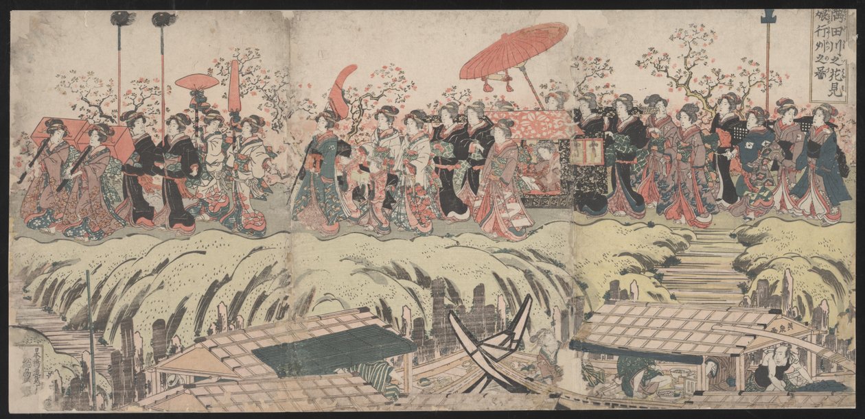 沿隅田川的樱花观赏游行 作者 菊川荣山
