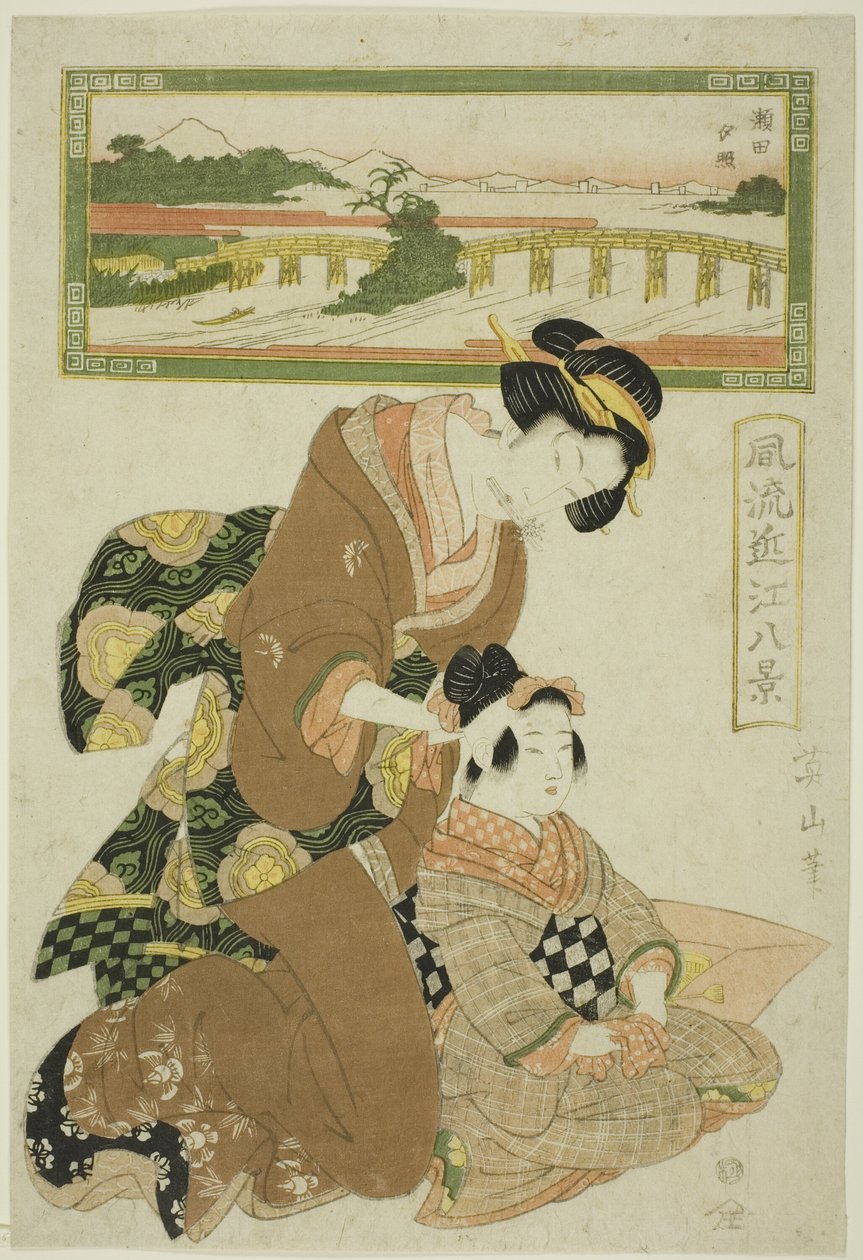 濑田夕照，选自 "近江时尚八景 "系列 作者 菊川荣山