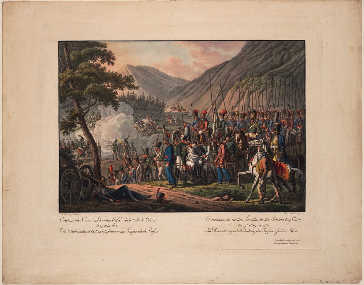 1813年8月29日，亚历山大·奥斯特曼·托尔斯泰将军在库尔姆战役中战斗，1813年8月29日 作者 凯莉安·庞海默