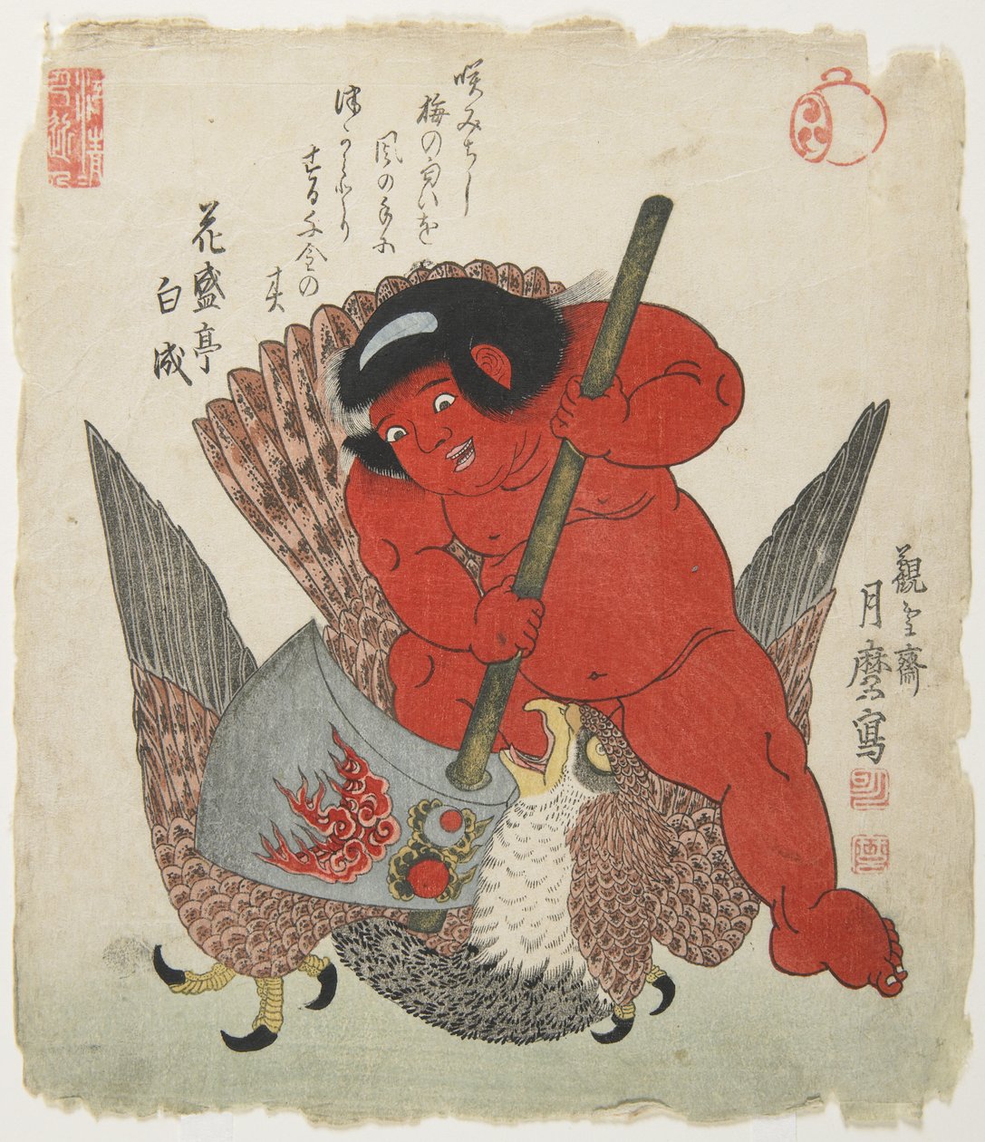 （Kintaro_与鹰战斗） 作者 北川月丸